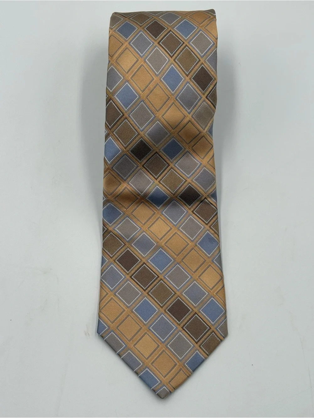 Perry Ellis Portfolio Men’s Geometric Neck Tie Gold Blue Brown Designer